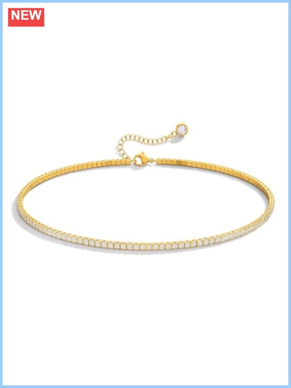 14K Gold Plated Brass Tennis Necklace Choker Cubic Zirconia